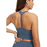 ODODOS Women's Halter Sports Bra Padded Y Racerback Medium Support Wirefree Workout Yoga Top with Removable Pads