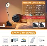 Akynite 3W Rechargeable Clip On Reading Lamp Type C 5 Colours 5 Brightness view 3