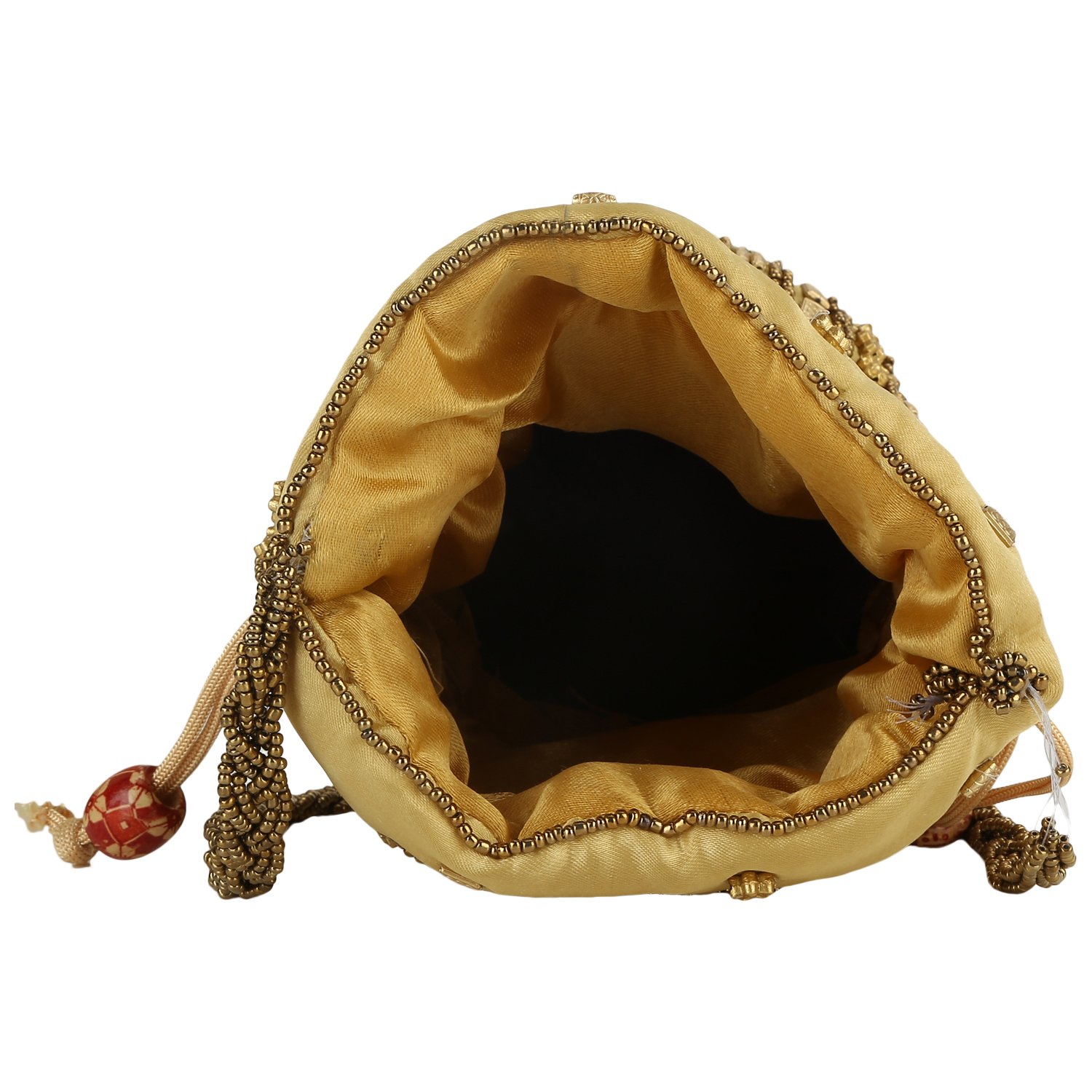 bling it on traditional satin women's potli bag (gold)