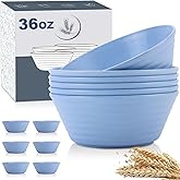 Wrova Wheat Straw Bowl Sets,6 PCS Unbreakable Cereal Bowl 36 OZ,Microwave and Dishwasher Safe Bowls,Kitchen Bowls for Serving Soup,Oatmeal and Salad （Sky Blue）