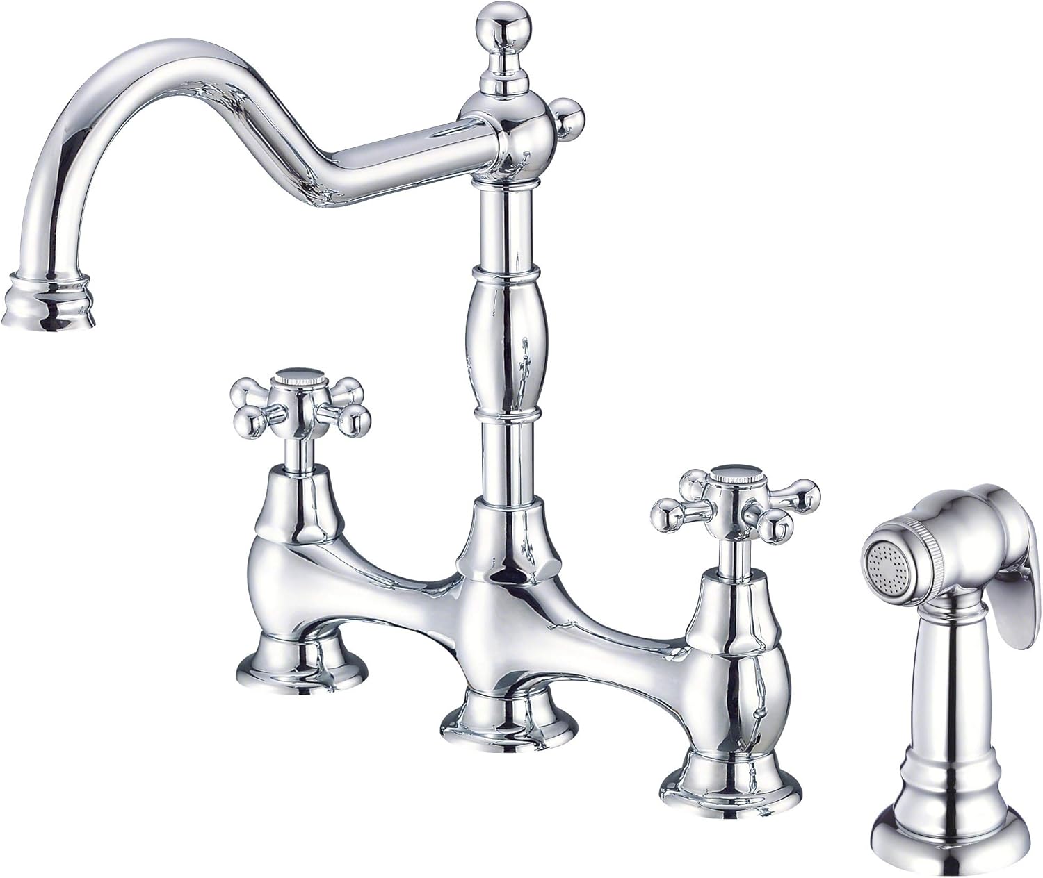 Danze D404457 Opulence Two Handle Bridge Kitchen Faucet With Spray