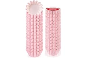Caperci Grease-Resistant Pink Mini Cupcake Liners 200 Counts - Heavy Duty Paper Muffin Baking Cups, Odorless, No Muffin Pan Needed, Easily Peels (Pink)