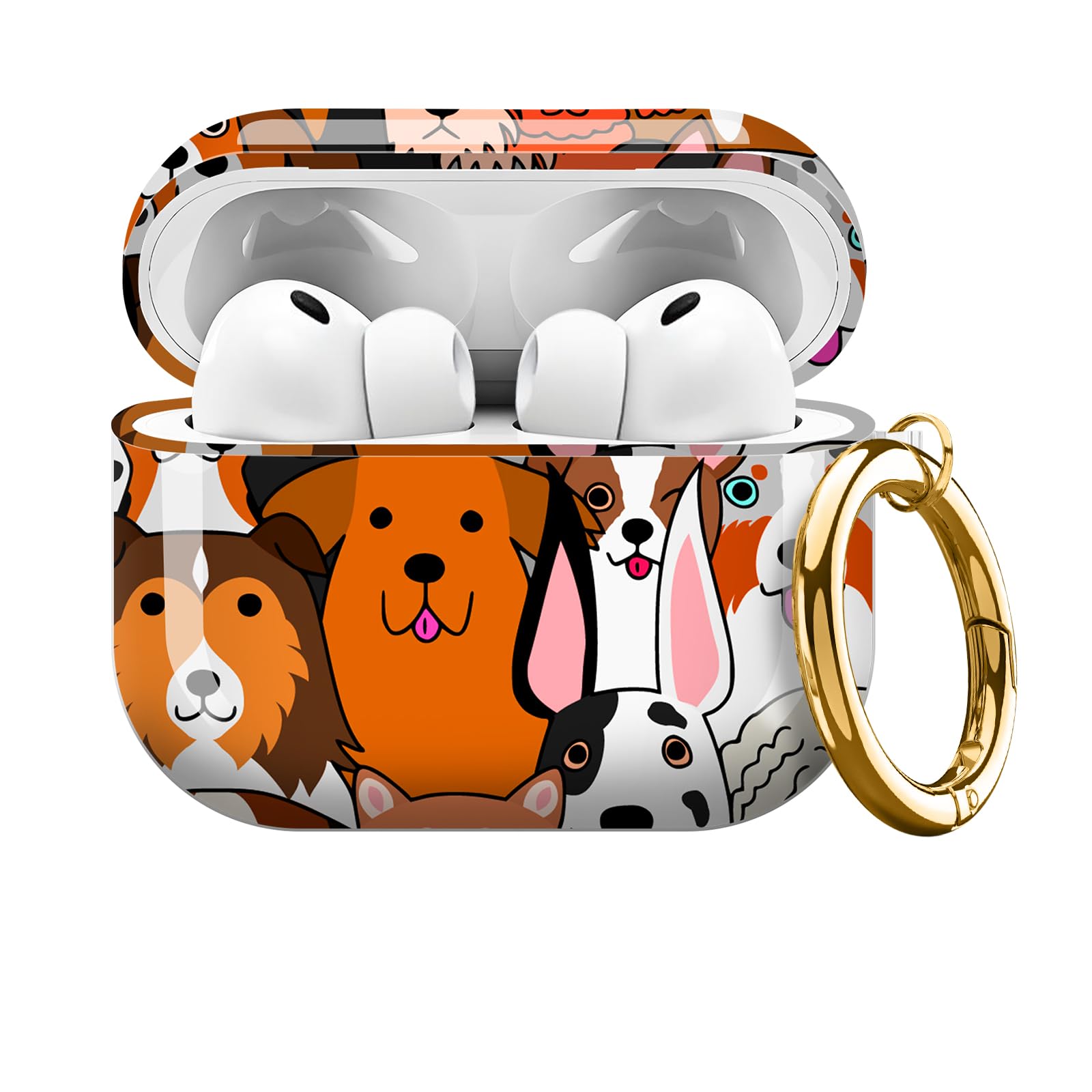 Photo 1 of *USED*
Compatible with AirPods Pro 3 (2025), Cute Shockproof Case for Women & Girls, Soft Protective Cover with Gold Round Buckle, Anti-Drop Design Cute Doodle Dog Print Animal
