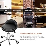 KKTONER PU Leather Round Rolling Stool with Back Rest Adjustable Height Swivel view 7