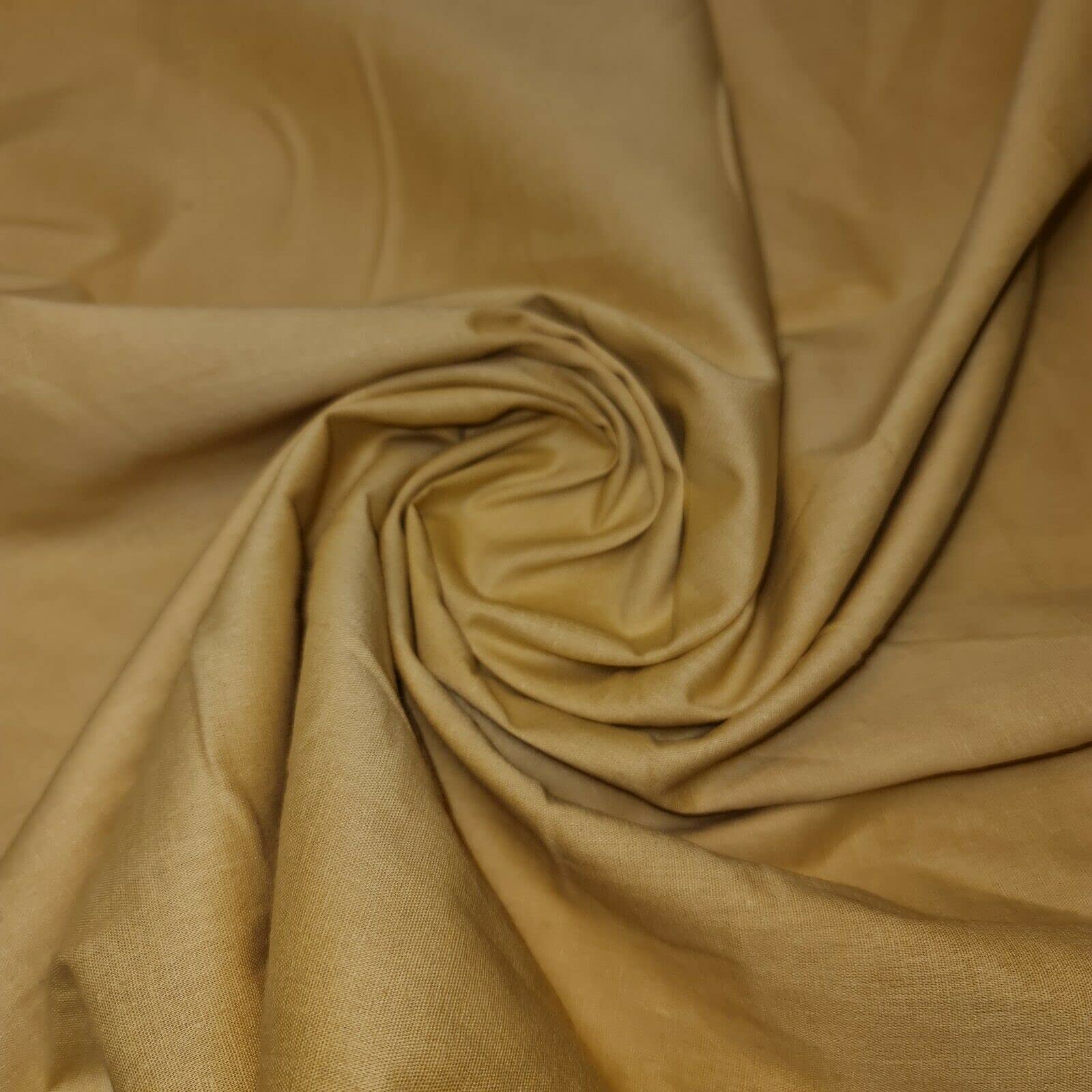 TEXTILE STATION 100% Cotton Fabric 112cm Wide Plain Cambric Poplin (Golden, 10 Meter)