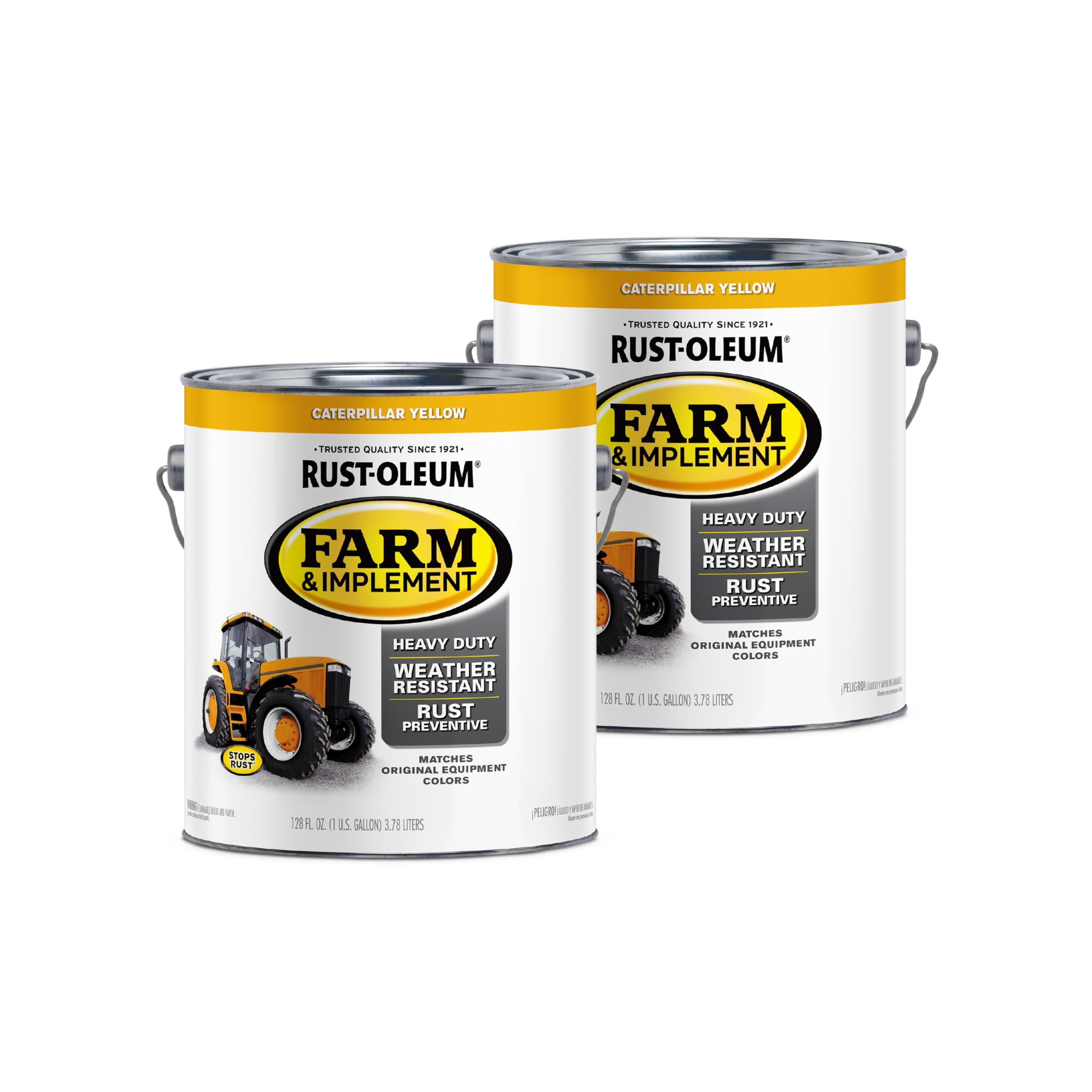 Rust-Oleum 280179-2PK Farm & Implement Enamel Paint, Gallon, Caterpillar Yellow, 2 Pack Image