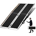 Portable Wheelchair Ramp for Home & Vehicles, Aluminum with Anti-Slip Surface, Length 6ft,Width 28.3“, Supports 600 lbs, Indoor/Outdoor Use, Foldable Usable Height 6-18 inch, Black