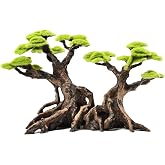 KINGRUI Fish Tank Decor Aquarium Bonsai Tree Resin Ornament with Faux Moss Aquascaping Decoration Artificial Landscape Centerpiece Safe &amp; Fade-Resistant for Betta Shrimp Goldfish
