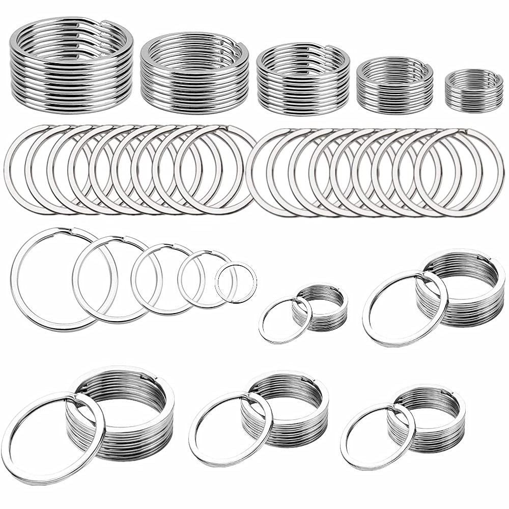 Voarge 50 Pcs Split Rings - 5 Sizes (15mm, 20mm, 25mm, 28mm, 30mm) Stainless Steel Key Chain Accessories