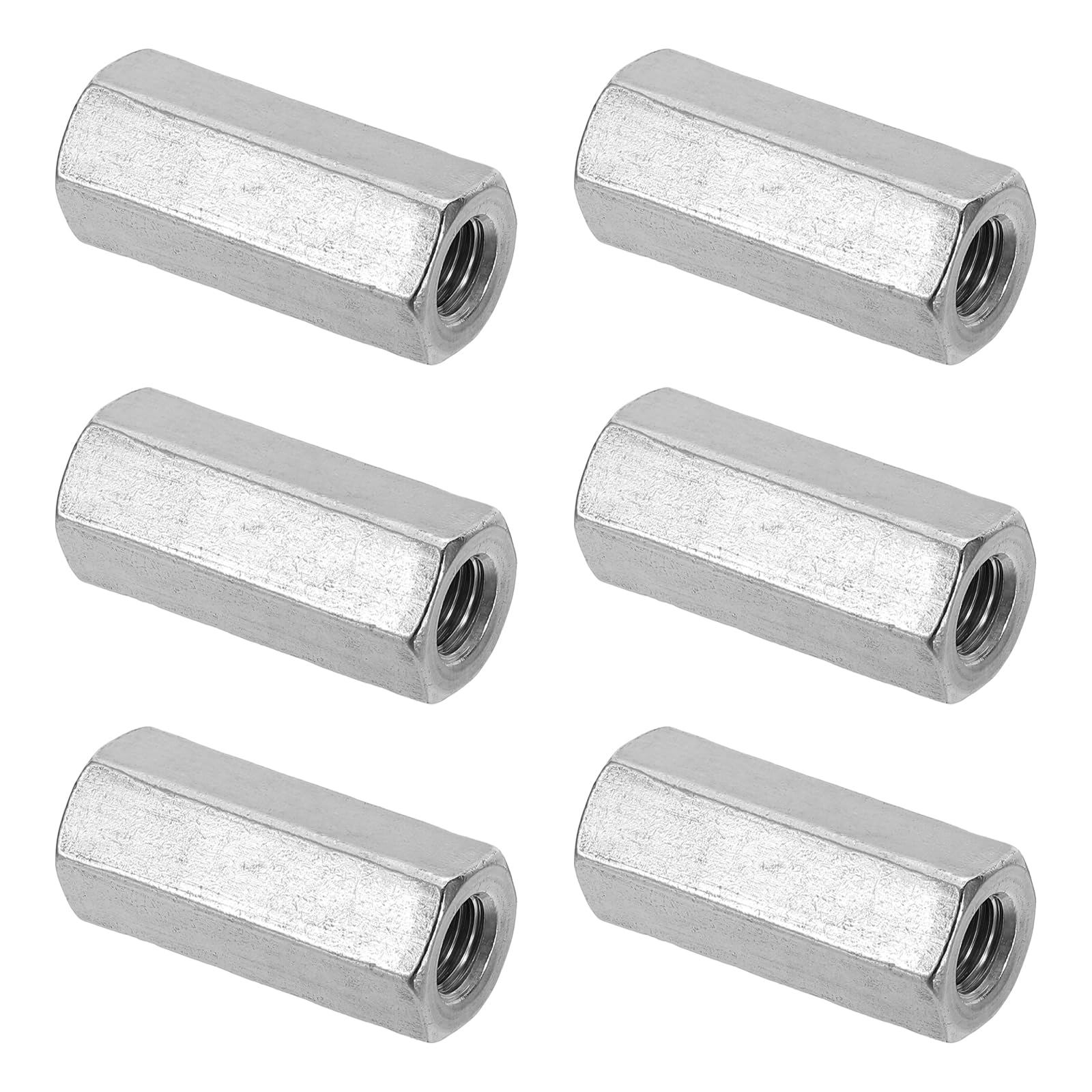 PATIKIL M10x1.5mm Stainless Steel Hex Coupling Nuts, 6pcs 40mm(1.58") Long Coarse Fully Threaded Rod Coupling Nut Studding Connector Fasteners