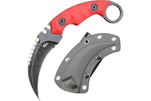 Ccanku C1691N Fixed Blade Knife,D2 Steel Nylon Fiberglass Handle Outdoor Claw Knife EDC Tool Knife for Survival, Hiking, Camping with Kydex Sheaths(Red) …