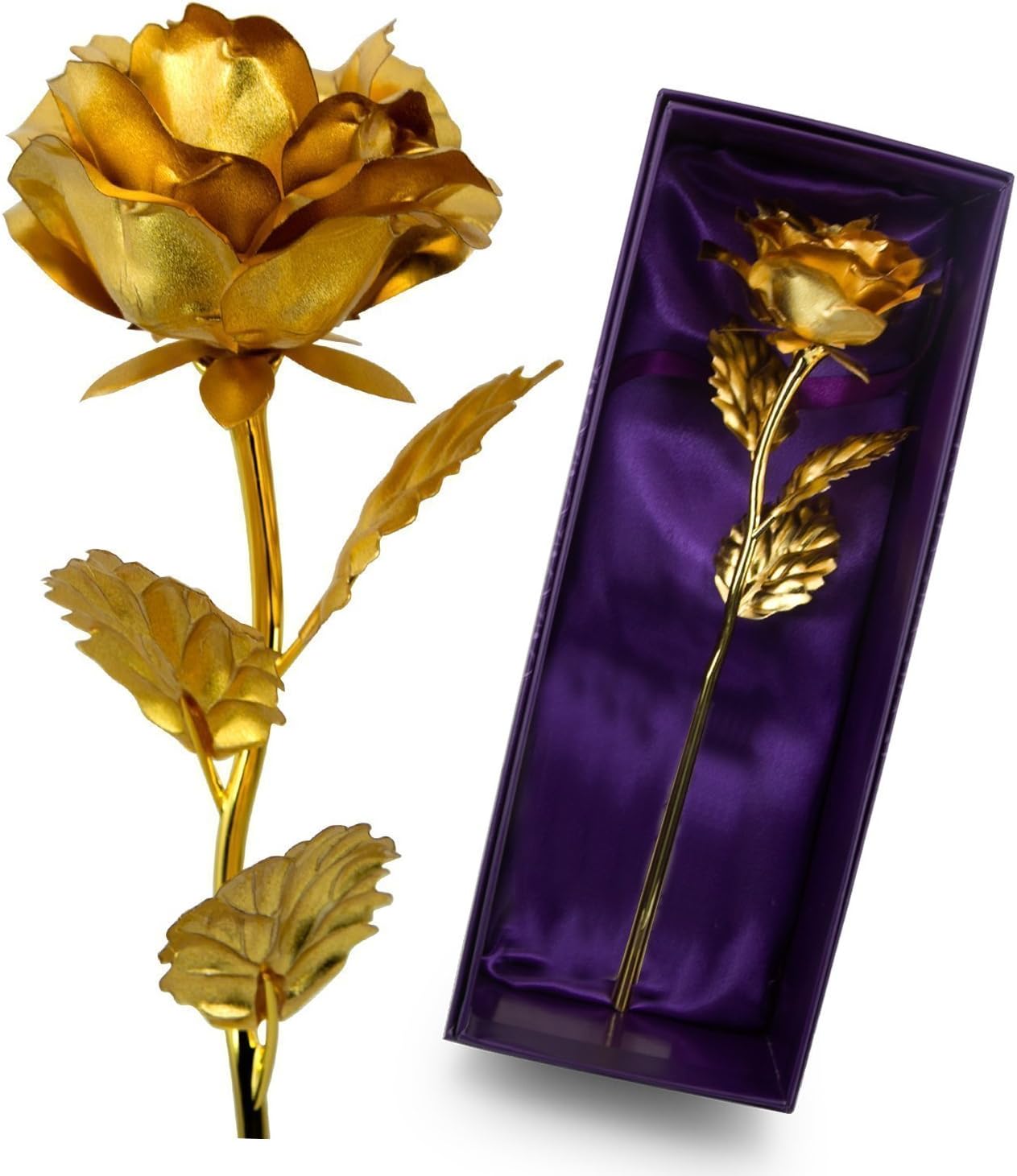 Valentines Gifts for Wife or Girlfriends,24K Gold Foil Handcrafted Forever Rose Flower,Christmas Wedding Mothers Day Anniversary Gift(Gold)