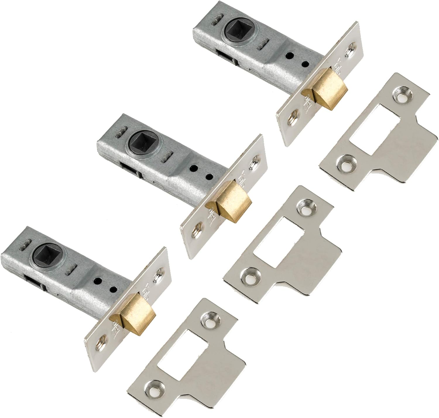 Yale Locks 3PM888CH2 Tubular Mortice Latches 64mm 2.5-inch - Chrome Finish (Pack of 3), Polished Chrome, 2.5 Inch/64 mm