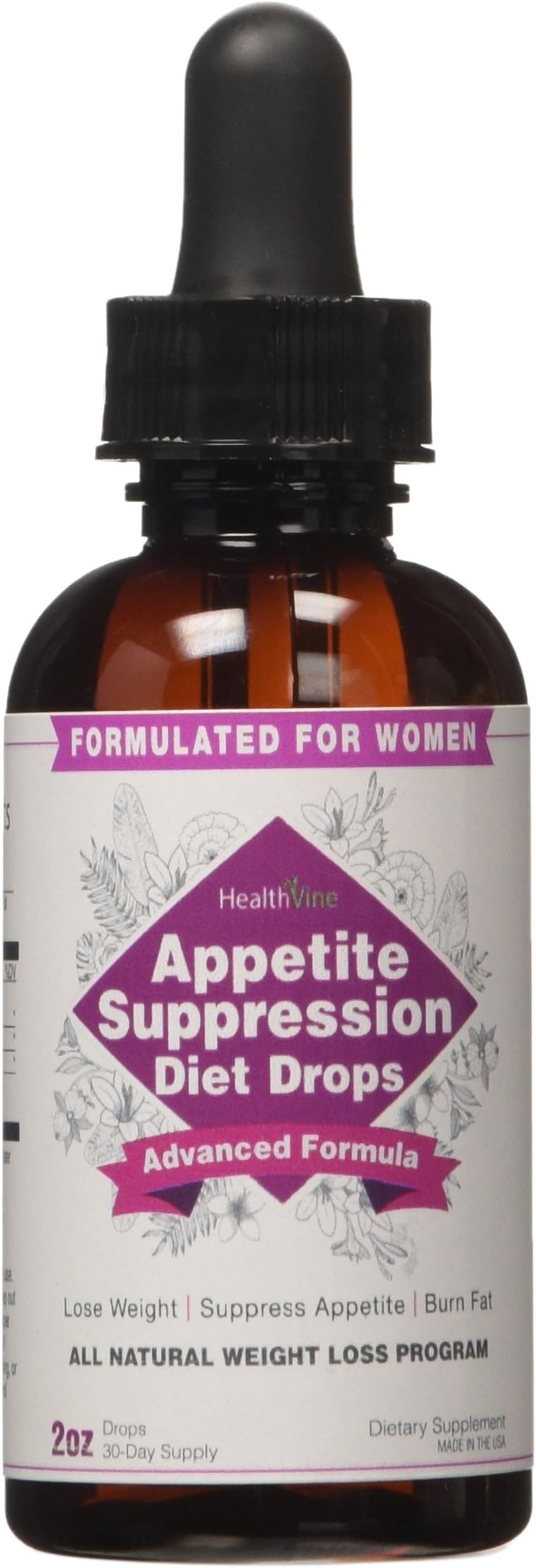 Appetite Suppression Diet Drops for Women - 2 Ounces (30 Day Supply)