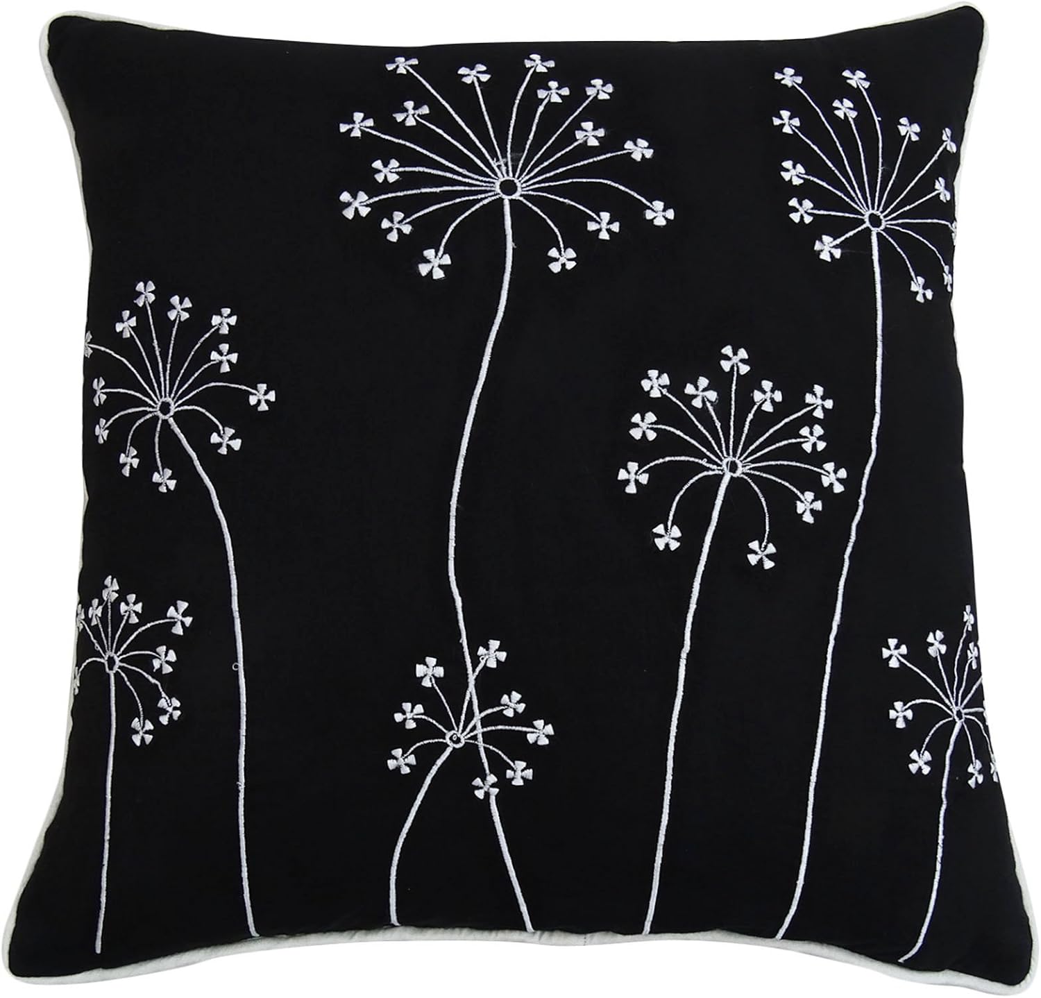 Amazon Com S4sassy Cotton Black Floral Embroidered Pillow Cover