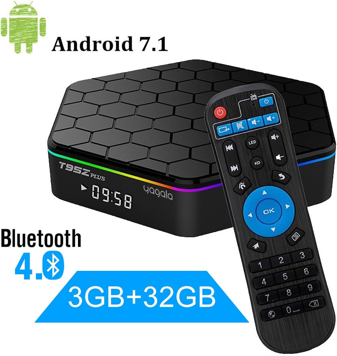YAGALA T95Z Plus 3Gb Ram/32Gb ROM Android 7.1 Amlogic S912 Smart Tv Box Octa Core 4K Resolution Dual Band Wi-Fi 2.4Ghz/5Ghz Bluetooth 4.0, 64 Bits