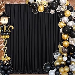 Black Backdrop Curtains 30ft x 10ft: Polyester