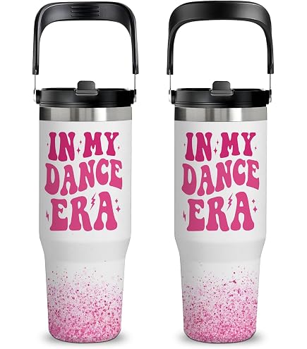 Onebttl Edelstahl-Becher 'Eat Sleep Dance Repeat' – 590 Ml, Mit Deckel & Strohhalm, Roségold