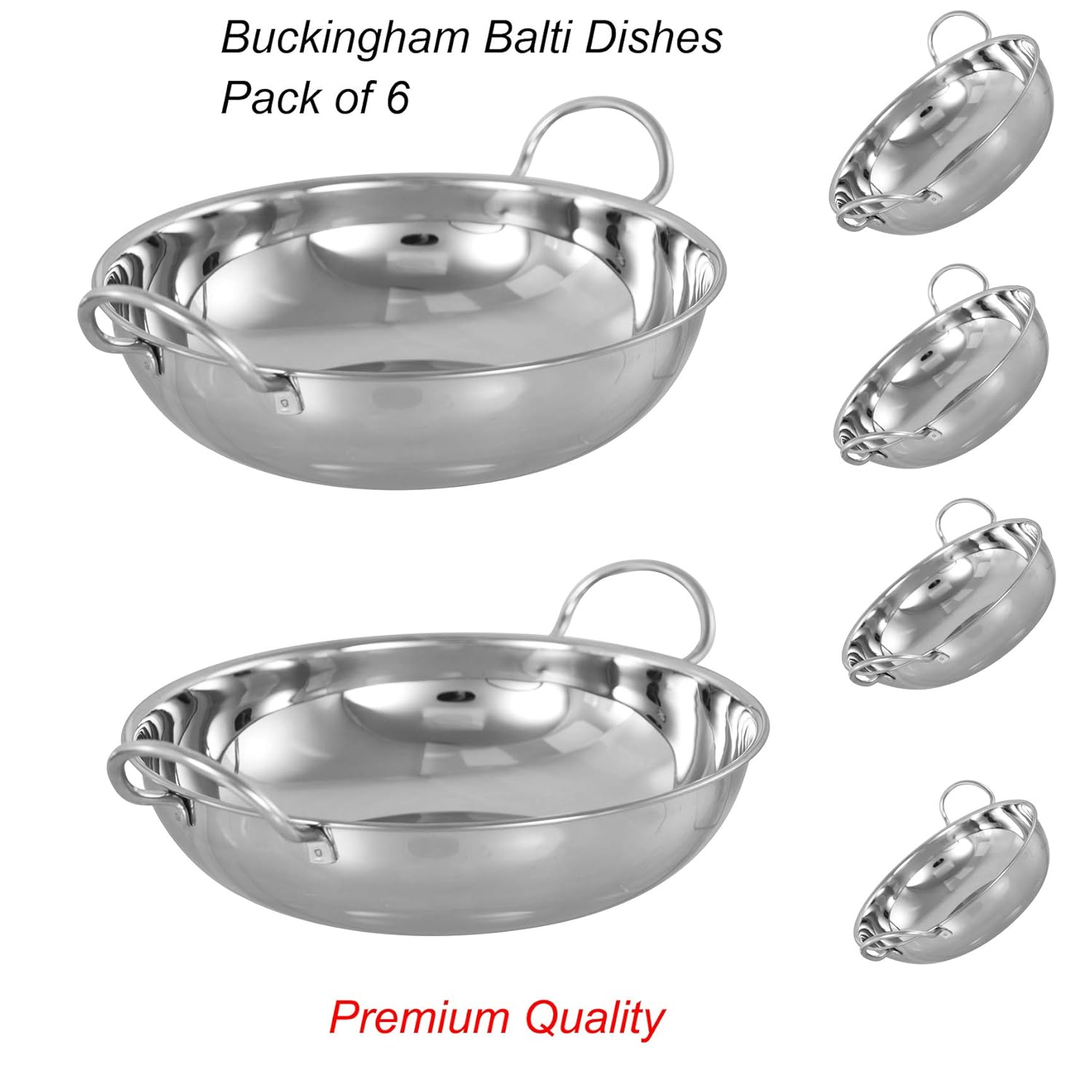 Buckingham Set of 6 Stainless Steel Balti Dishes 15 cm Indian Serving Dish. Curry Night Amazon