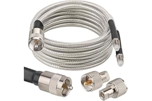 MOOKEERF Dual CB Antenna Coax Cable 10FT,Low Loss RG8X Stranded Core CB Coax Cable with PL-259 and FME/PL259 Male Connector - 10 Foot