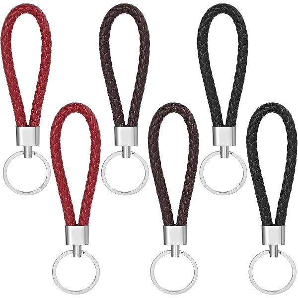 Pack De 3 Llaveros De Cuero Trenzado PU | Diseño Elegante, Hebilla De Aleación | Para Hombre Y Mujer (Rojo, Negro, Azul)