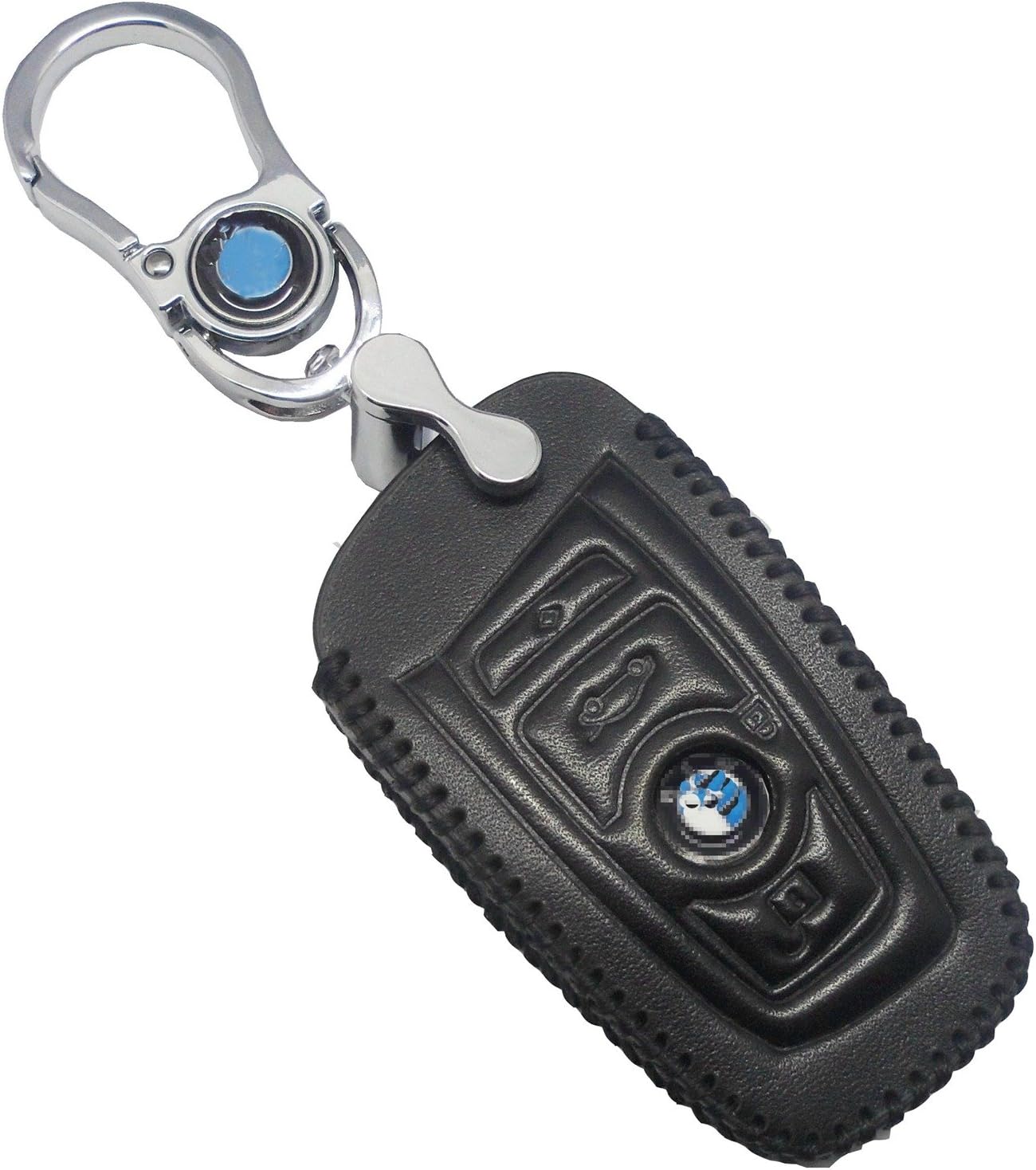 Rockxia Leather Key Fob Case Cover for BMW 3/5/7 Series M3 M5 X3 X5 X6 Key Holder Glove with Metal Key Chain Accessories