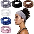 HSEM Headbands for Women, Wide Elastic Head Bands, Non-Slip Thick Hair Bands, Sports Stretchy Sweat Bands, Large Knotted Soft