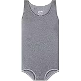 Landofgenie Mens Cotton Sleeveless Bodysuit Solid One-Piece Pajama Rompers for Men