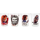 Child's Play Chucky 2-Ounce Mini Whiskey Shot Glasses, Set of 4 | Home Bar Drinkware