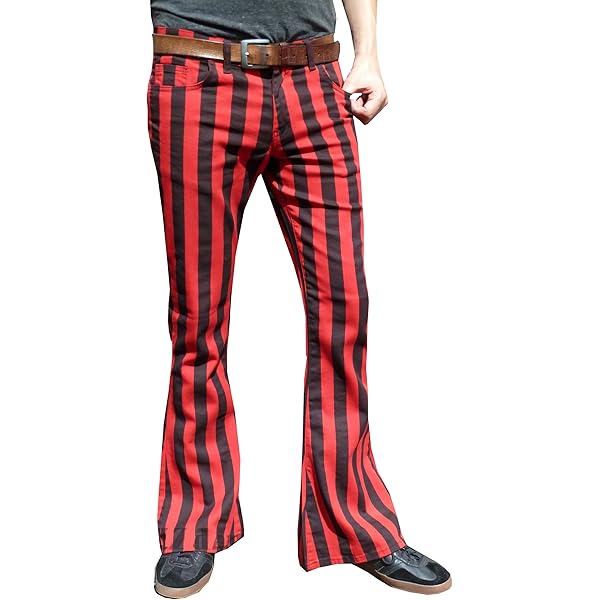 Mens Bell Bottoms Flares Striped Pants Retro Vintage Hippie