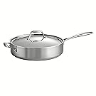 Tramontina 80116/018DS Gourmet Stainless Steel Induction-Ready Tri-Ply Clad Covered Deep Saute Pan, 5-Quart, NSF-Certified, Made in Brazil
