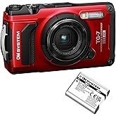 Olympus Tough TG-7 12MP Digital Camera with F2.0 Lens and TruePic VIII Image Processor (Red) Bundle with LI-92B Rechargeable Li-Ion Battery for Tough TG-5, Tough TG-6, and Tough TG-7 Cameras (2 Items)