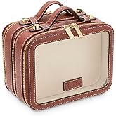 ETOILE - Small Twin Cosmetic Case Ginger Brown - Dual Compartment Cosmetic Beauty Organizer & Toiletry Case