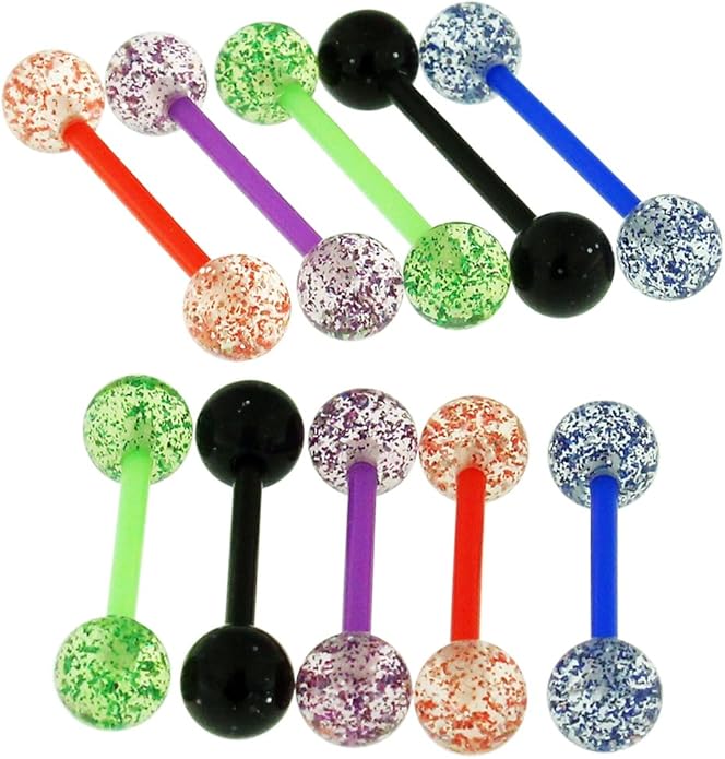 Straight Barbells 14Gx3/4 (1.6x19MM) Flexible with 6MM UV