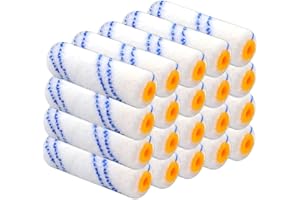 TRMFUSA 20 Piece Paint Roller Covers Set 4 Inch High Density Microfiber Rollers and Brushes Set for Walls,Paint Stick Roller 
