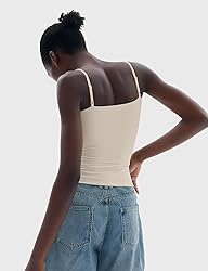 PUMIEY Tank Top for Women Square Neck Spaghetti