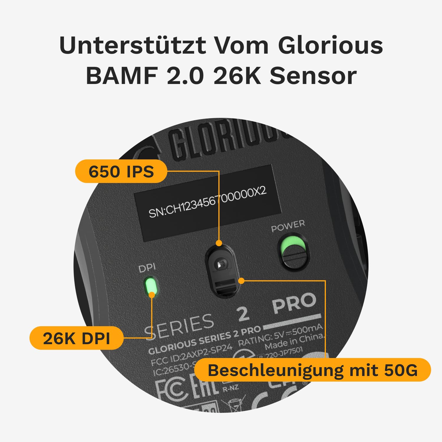 GLORIOUS Series 2 PRO Kabellose Gaming-Maus, 55g, 8K-Abrufrate, in Weiß 6