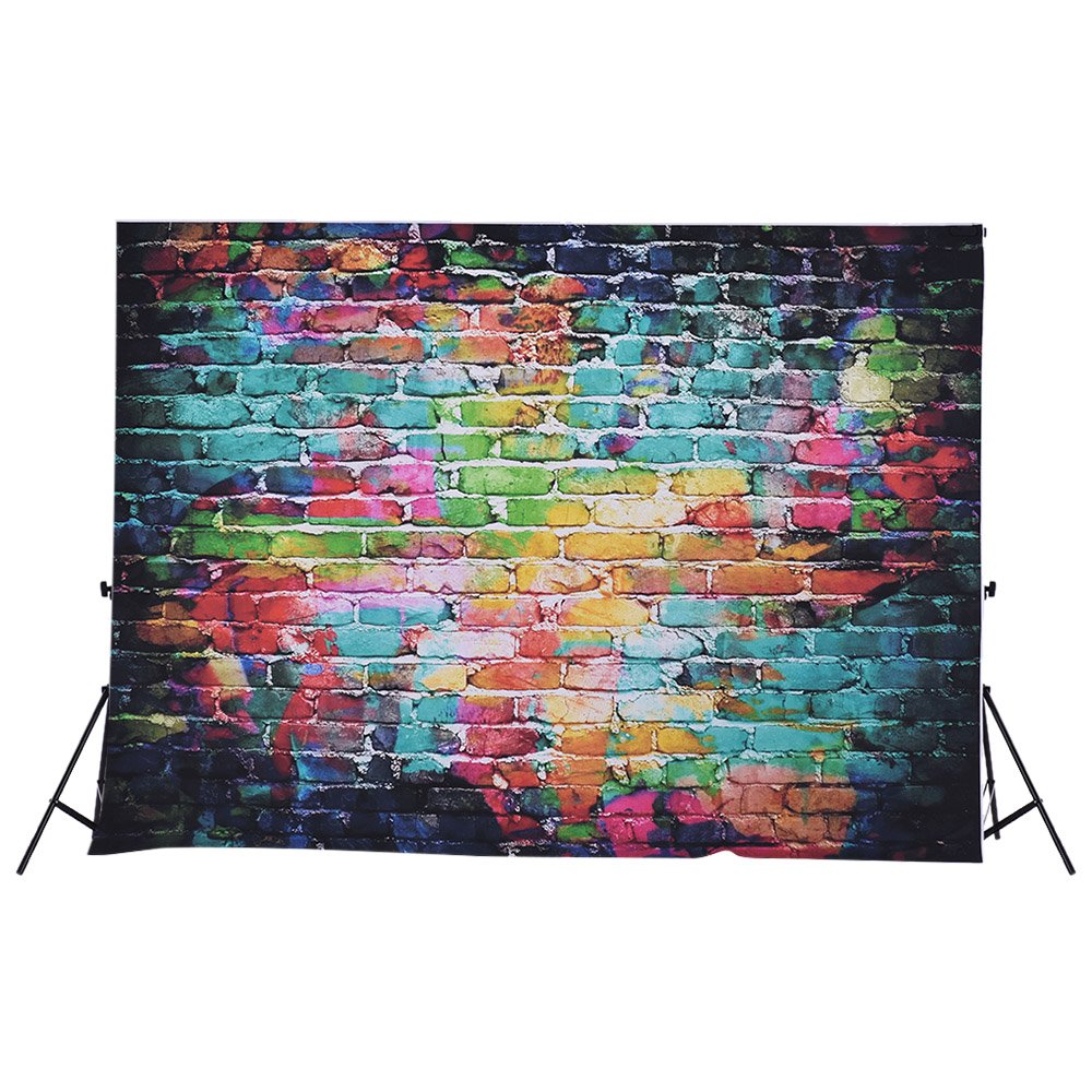 Andoer Photography Background Digital Printed Colorful Doodle Scribble Brick Wall Pattern 10