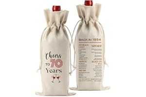 FBCCZEY 70th Birthday Gifts for Women Men Wine Bag, Birthday Gifts for 70 Year Old Woman Wine Bottle Bag, Happy Anniversary 70th birthday Party Decorations for Women Men Cheers to 70 Years Wine Bags