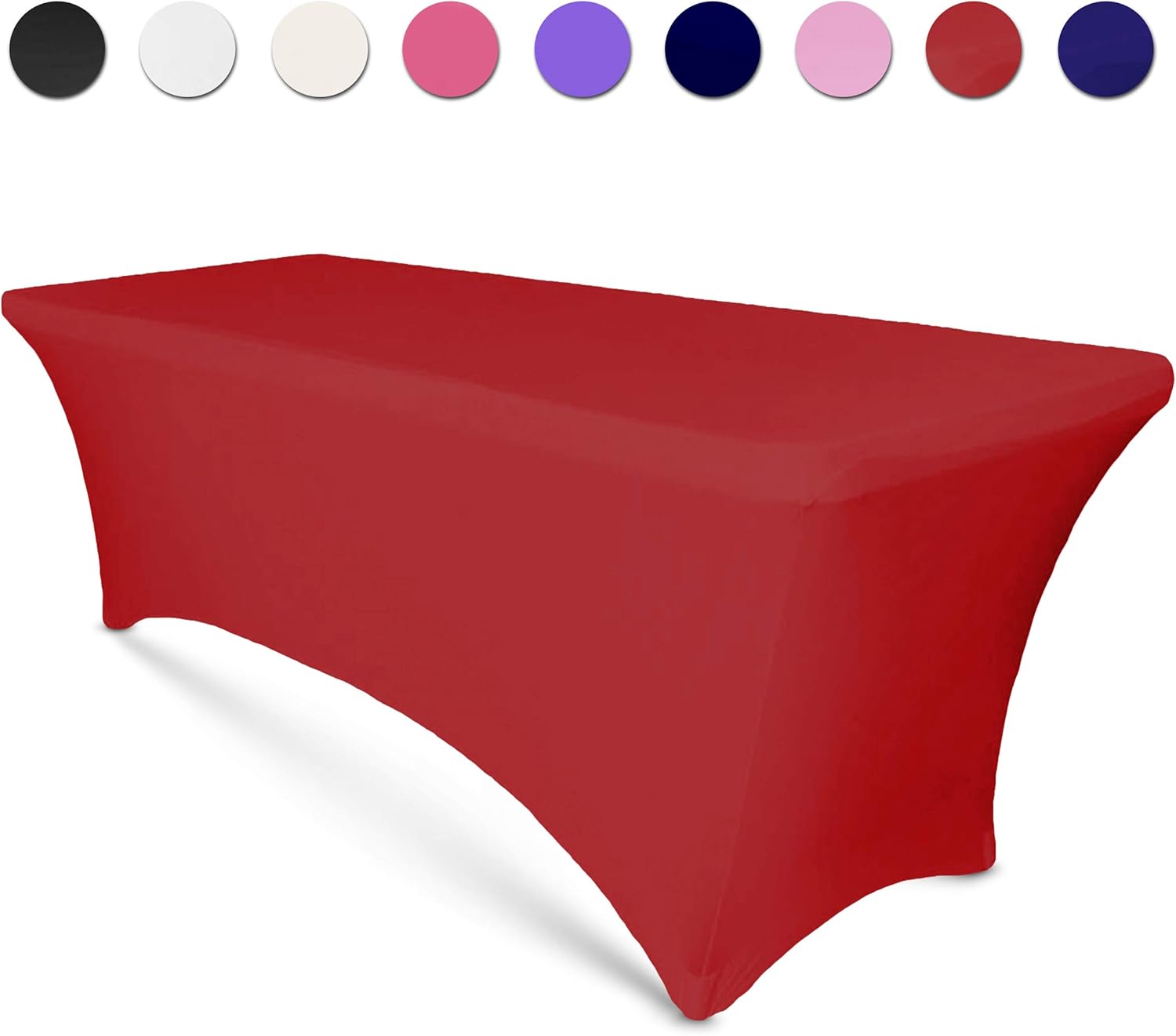 6ft Tablecloth Rectangular Spandex Linen - Black Table Cloth Fitted Cover for 6 Foot Folding Table, Wedding Linens Banquet Cloths Rectangle Covers: Kitchen & Dining