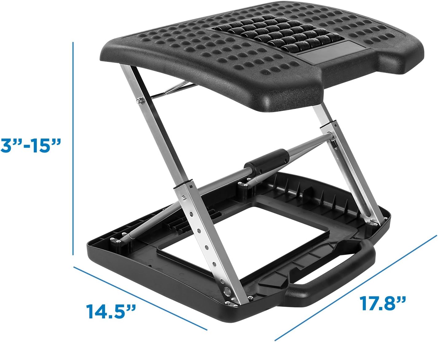 Mount-It! Adjustable Footrest with Massaging Bead | Adjustable Height and Tilt Office Foot Rest Stool for Under Desk Support | 5 Height Settings, 3 Tilt Settings | Black : Office Products