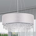 Wellmet Modern Silver Drum Crystal Chandelier, 4 Light Crystal Shade Chandelier Lighting Fixture for Living Room, Bedroom, Dining Room, Foyer, Entryway, Store, 21.65''W