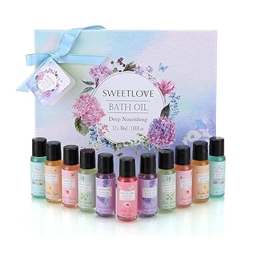 Mothers Day Gifts Bath Oil Gift Set12pc X 101 Oz Travel Size With Essential Oils 6 Natural Fragrancesmoisturizing For Dry Skin Best Gift For
