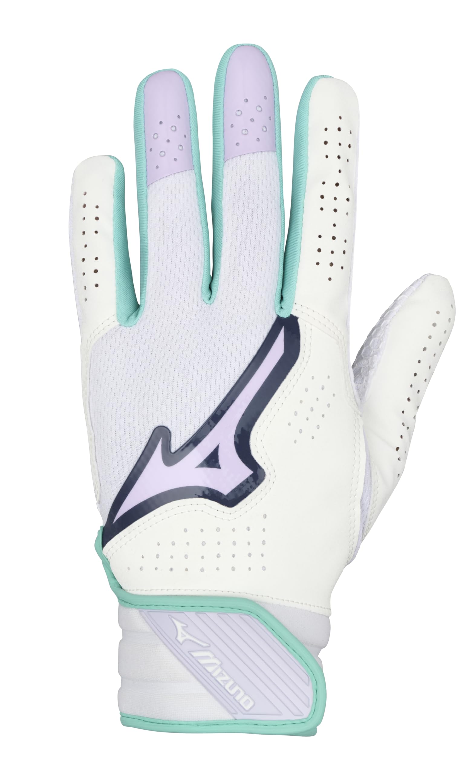 Mizuno Finch Adult Softball Batting Glove, White-Lavender, US Women's Large Image