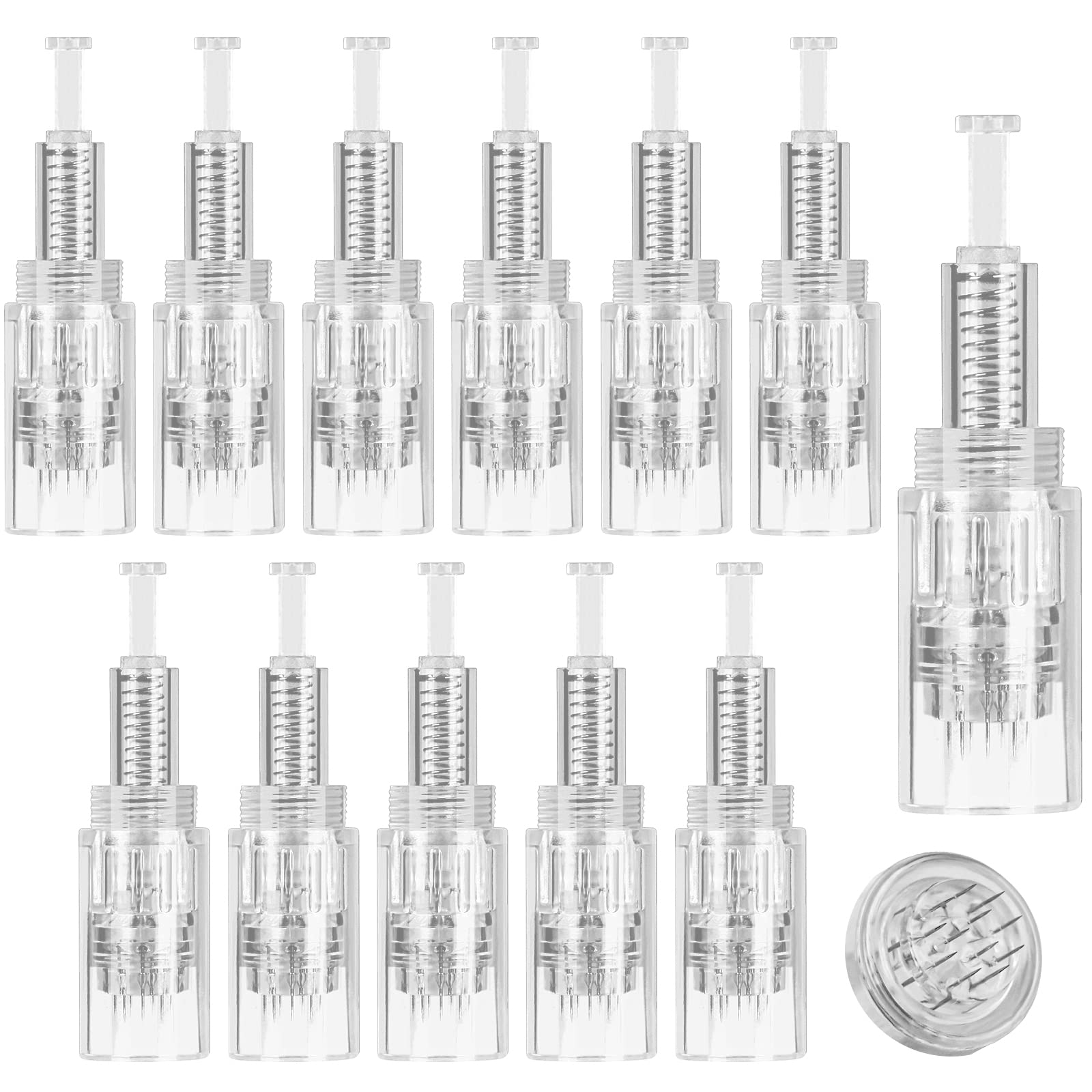 LOPHE 12 Pin Micro Needles, 12 Pcs Microneedling Cartridge Tip Replacement Head, Disposable Microneedle Replacement Needle for Skin Care Facial Wrinkles Hair Loss Regrowth Stretch Marks Needling