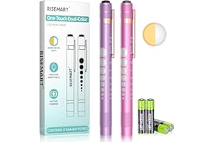 Pen Light Nursing, RISEMART Penlight with Warm/White Light Pupil Gauge 5cm Ruler, Medical Penlight for Nursing Students Docto
