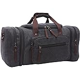 Duffle Bag for Travel, Large Canvas Duffel Bag for Travelling Overnight Weekender Bag Carry On Bag for Men Women Black