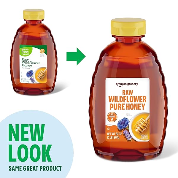 AMAZON GROCERY, RAW WILDFLOWER PURE HONEY, 2 LB (PREVIOUSLY AMAZON FRESH, PACKAGING MAY VARY)