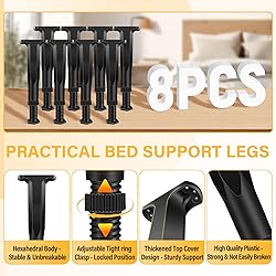 8 PCS Adjustable Height Bed Frame Support Legs