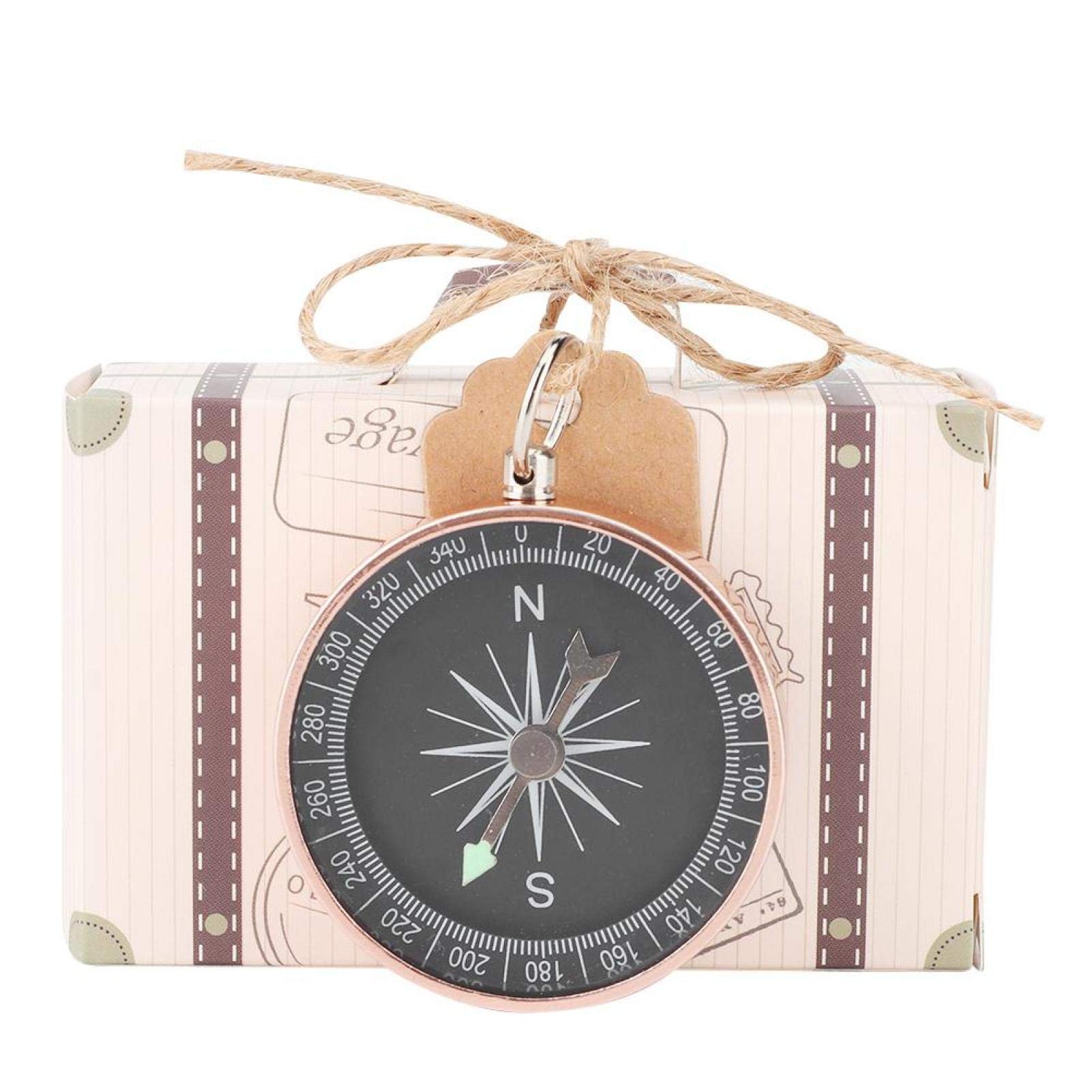 20Pcs Wedding Gift Box Candy Boxes with Compass and Kraft Tags for Travel Wedding Favors Decoration(Rose Golden)